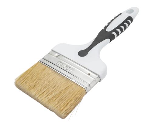 Кисть универсальная плоская DECOR PREMIUM серебристая щетина, 2К ручка "Black White" 100х15мм