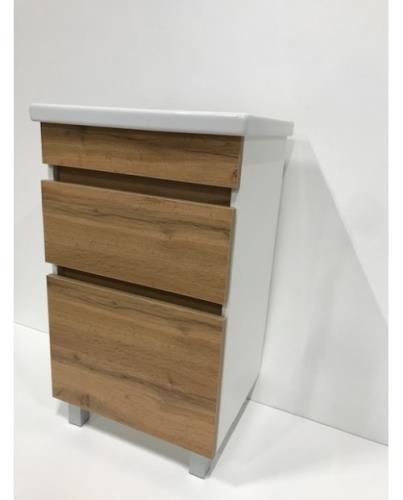 Тумба VIMARK РИНО 50 фасад ЯСЕНЬ, стенки белые + Раковина Фостер 50