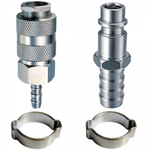 Набор FUBAG муфта рапид-елочка 6мм, штуцер рапид-елочка 6 мм, 2 обжимных кольца 6x11мм