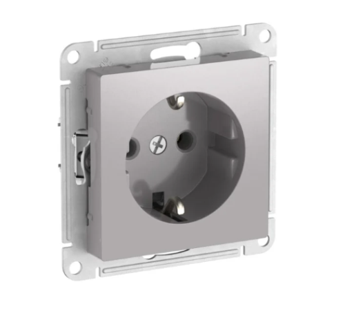 Розетка AtlasDesign с/з, 16А, механизм, АЛЮМИНИЙ, SE