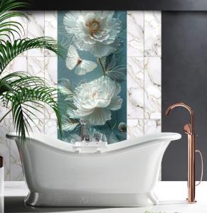 Панель ПВХ пластик Дискавери цифровая печать Цветочное кружево (1компл=4шт) 2700х250х8мм