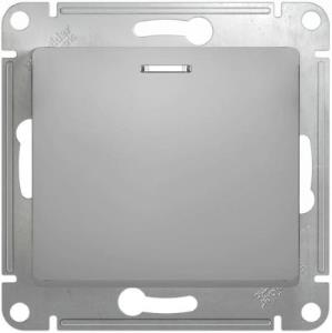 Выключатель GLOSSA 1 кл с подсветкой, 10АХ, механизм АЛЮМИНИЙ