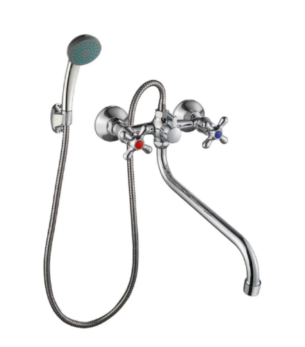 Смеситель VODA Ladoga для ванны, излив 370 мм, с аксессуарами