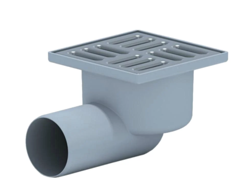 Трап горизонтальный АНИ с сухим затвором с решеткой из нержавеющей стали 100х100, выпуск 50мм, TQ5102