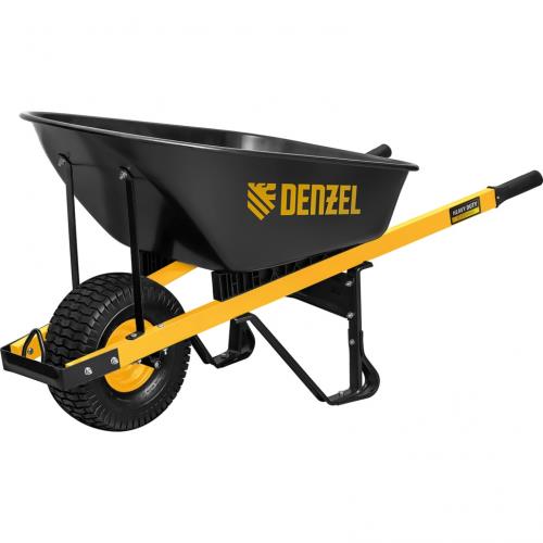 Тачка строительная DENZEL усиленная, объем 140 л, 230 кг, колесо 15х6.00-6