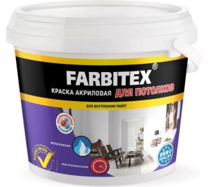 Краска ВД Farbitex, акриловая , для потолков 3кг