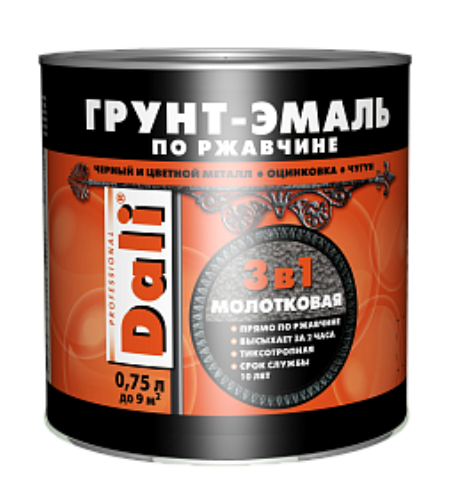 Грунт-эмаль DALI  по ржавчине,молотковая, алкидная,бронзовая 0,75л 