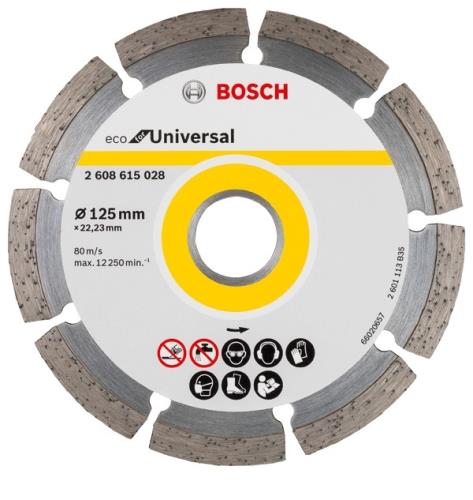 Диск алмазный BOSCH, 125х22,2х2мм, высота 7мм, ECO Universal, сухой рез, сегментированный (бетон, кирпич, стройматериалы)
